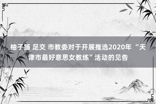 柚子猫 足交 市教委对于开展推选2020年 “天津市最好意思女教练”活动的见告