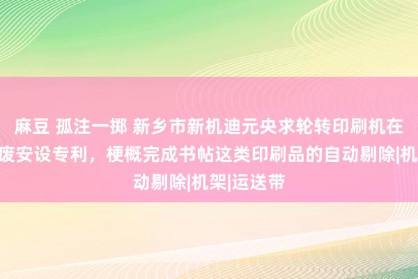 麻豆 孤注一掷 新乡市新机迪元央求轮转印刷机在线自动剔废安设专利，梗概完成书帖这类印刷品的自动剔除|机架|运送带